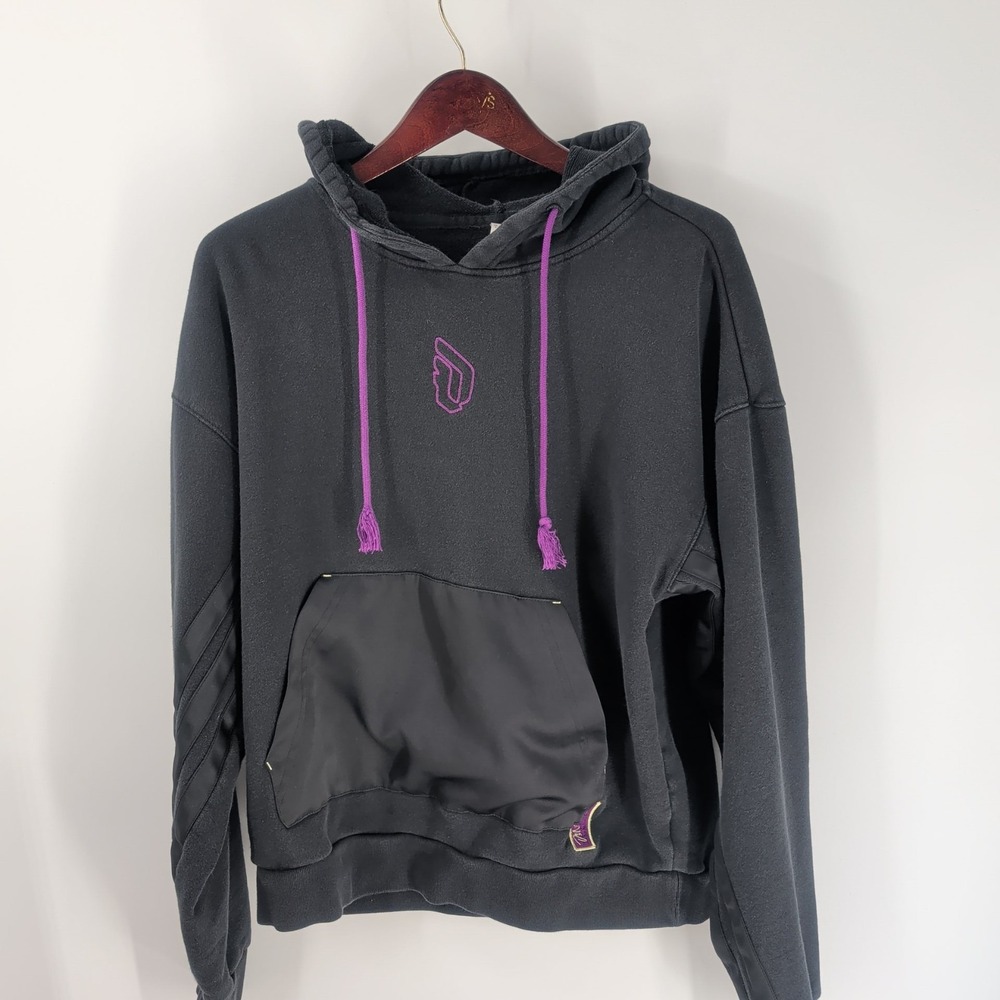 Portland Trail Blazers Basketball Damian Lillard Adidas Mens Black Hoodie Size M